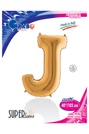 J Harf Grabo Altın Folyo Balon 102 cm