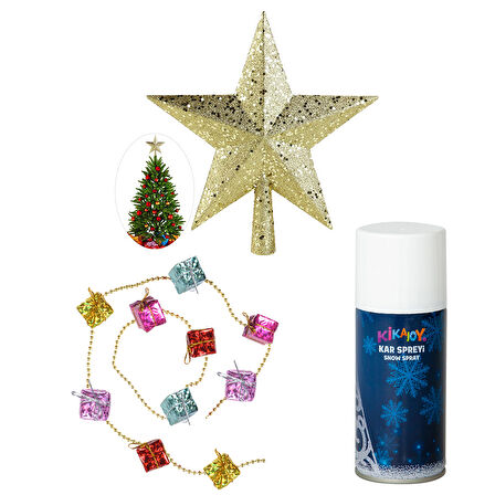 Yılbaşı Altın Tepelik - Garland - Sprey Seti 3'lü