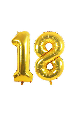 18.Yaş Folyo Balon Seti Altın 40 cm