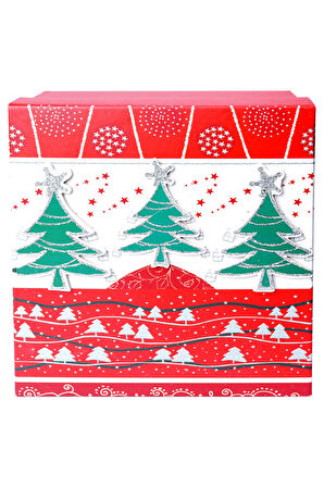 Yılbaşı Çam Ağacı Motifli Hediye Kutusu 19x9 cm