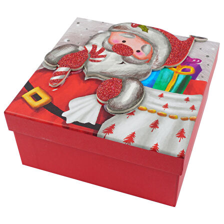 Yılbaşı Noel Baba Motifli Hediye Kutusu 19x9 cm