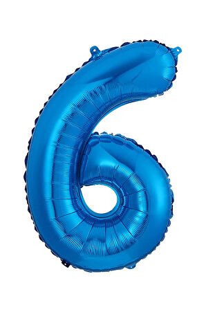 6 Rakam Mavi Folyo Balon 40 cm