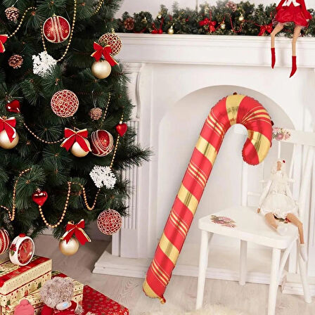 Yılbaşı Baston Şeker Folyo Balon Kırmızı