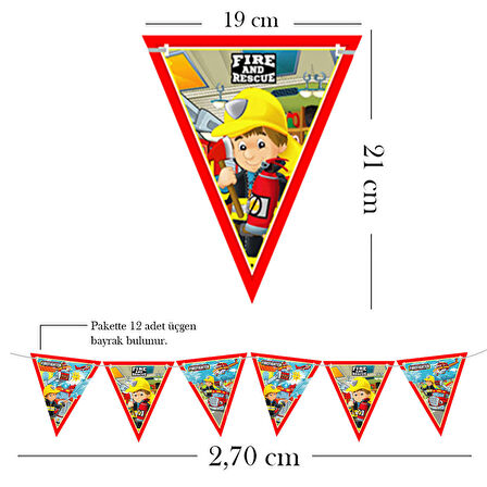 İtfaiyeciler Lisanslı Üçgen Bayrak Afiş