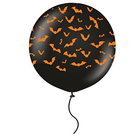 Halloween Yarasa Baskılı Jumbo Lateks Balon 60 cm