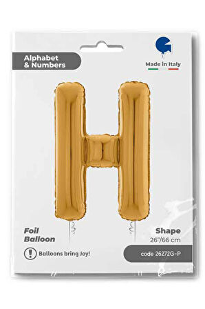 H Harf Grabo Altın Folyo Balon 66 cm