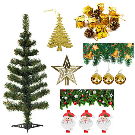 Yılbaşı Yeşil Çam Ağacı 90 cm Set-2