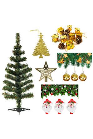 Yılbaşı Yeşil Çam Ağacı 90 cm Set-2