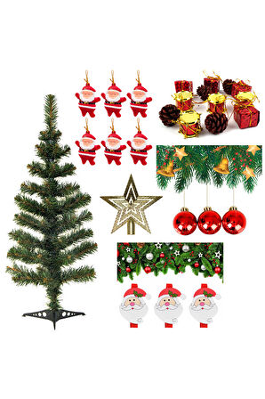 Yılbaşı Yeşil Çam Ağacı 90 cm Set-3