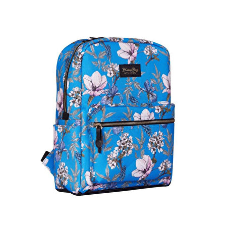 Bloominbag Blue Cherry Blossom Çiçek Desenli 13-14 inç Kadın Sırt Laptop / Macbook Çantası