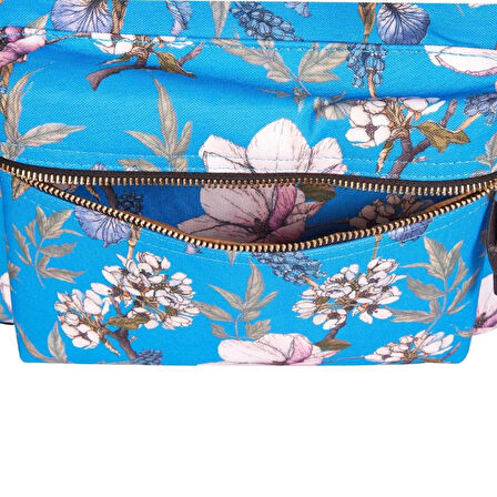 Bloominbag Blue Cherry Blossom Çiçek Desenli 13-14 inç Kadın Sırt Laptop / Macbook Çantası