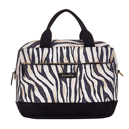 Stripy Tricky Zebra Desenli 13-14 inç Kadın Macbook / Laptop Çantası