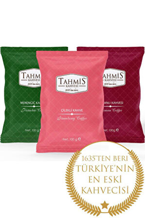 3'lü 100 Gr Menengiç Osmanlı Dağ Çilekli Aromalı Türk Kahvesi Seti