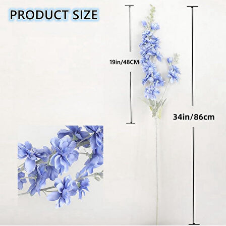 Yapay Çiçek Mavi Sümbül Tek Dal Tomurcuklu 85*15cm Kumaş Çiçek Uzun Dal