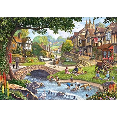 KS Games Puzzle 1000 Parça Summer Village Stream Puzzle Lisanslı Ürün