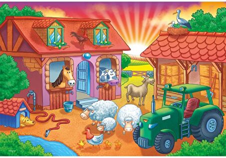 KS Games 12 Parça Jumbo Puzzle Sunrise On The Farm Lisanslı Ürün