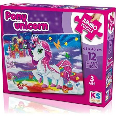 KS Games Pony Unicorn 3+ Yaş Büyük Boy Puzzle 12 Parça