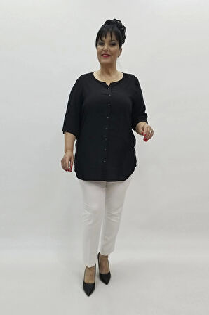 Miraggio Büyük Beden Bluz 98459 SİYAH