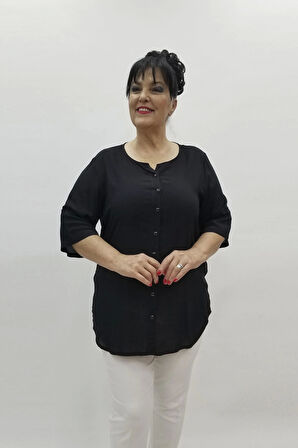 Miraggio Büyük Beden Bluz 98459 SİYAH