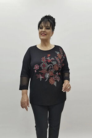 Miraggio Büyük Beden Bluz 98531 SİYAH