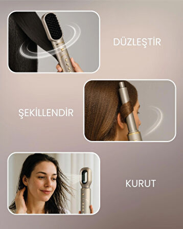 Mieco Aria 8 In 1 Iyon Özellikli Saç Kurutma Ve Şekillendirme Seti - Champagne