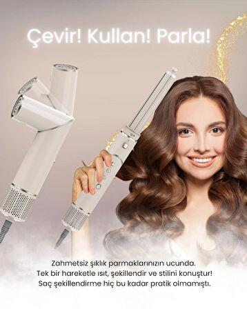 Mieco Aria 8 In 1 Iyon Özellikli Saç Kurutma Ve Şekillendirme Seti - Champagne