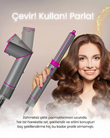 Mieco Aria 8 In 1 Iyon Özellikli Saç Kurutma Ve Şekillendirme Seti - Pink