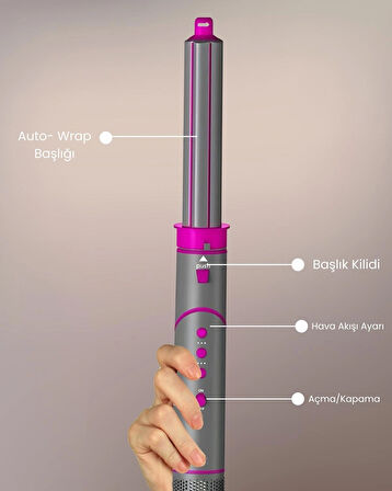 Mieco Aria 8 In 1 Iyon Özellikli Saç Kurutma Ve Şekillendirme Seti - Pink