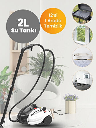 Mieco Stella 5 Bar/ 2000W / Çok Fonksiyonlu Buharlı Temizleyici + Ütü Başlığı ve Eldiven Hediyeli - Beyaz