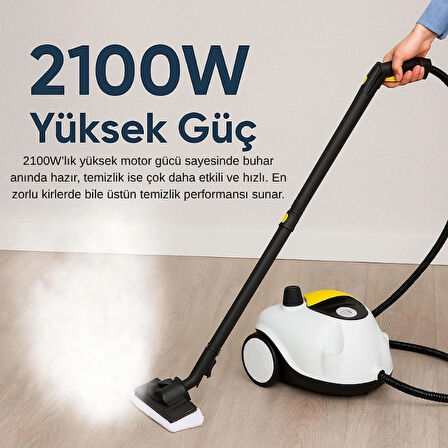 Mieco Stella Deluxe  5 Bar/ 2100W / Çok Fonksiyonlu 25 Parça Buharlı Temizleme Makinası - Beyaz