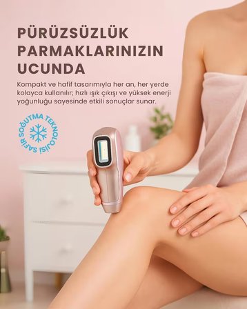 Mieco Safir Soğutma Özellikli ipl Lazer Epilasyon Aleti (Safir Cam)-Rosegold + Gözlük ve Çanta Hediyeli