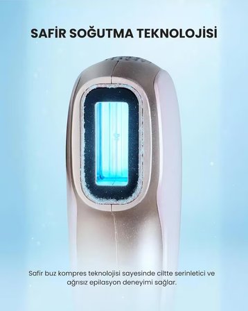 Mieco Safir Soğutma Özellikli ipl Lazer Epilasyon Aleti (Safir Cam)- Lila + Gözlük ve Çanta Hediyeli