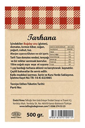 Tellioğlu Geleneksel Tarhana Organik Tarhana 500 g e