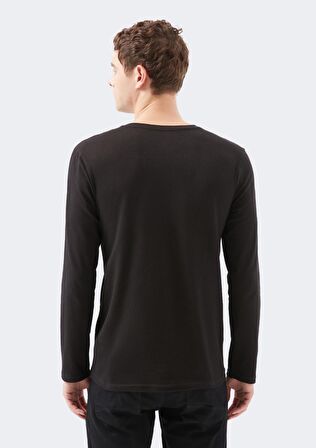 Mavi Uzun Kollu  Siyah Basic Tişört 062477-27062