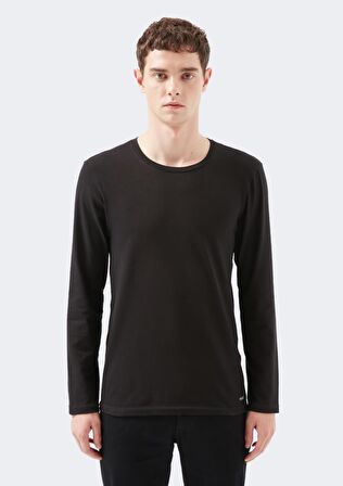 Mavi Uzun Kollu  Siyah Basic Tişört 062477-27062