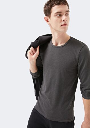 Mavi Uzun Kollu Gri Basic Tişört 062477-27310