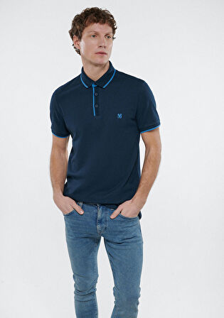 Mavi Yaka Detaylı Lacivert Polo Tişört 062373-28417
