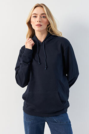 Lacivert Cepli Kapüşonlu Sweatshirt