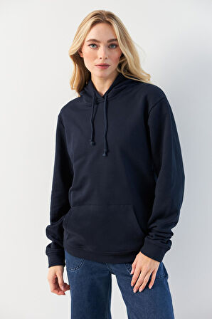 Lacivert Cepli Kapüşonlu Sweatshirt