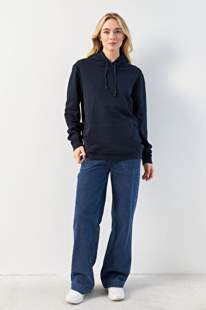 Lacivert Cepli Kapüşonlu Sweatshirt