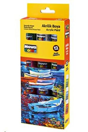 Nova Color Akrilik Boya Şişe 17 ml 12 Li NC-2008