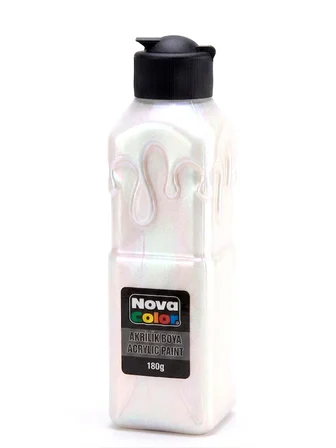 Nova Color Metalik Akrilik Boya 180Gr Sedef Beyaz - 3 adet