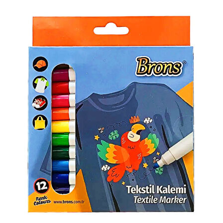 Brons Tekstil Kalem Markör 12 Renk (BR-1001)