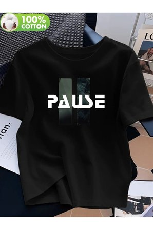 Unisex Pause Baskılı Tasarım Tshirt