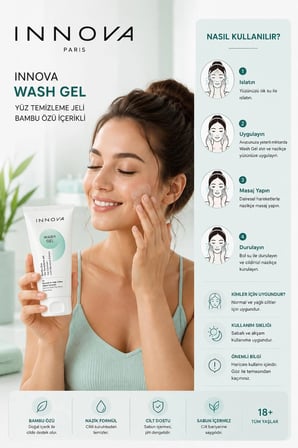 Innova Normal ve Yağlı Cilt için Temizleyici Sabunsuz Yüz Temizleme Jeli 150 ml 