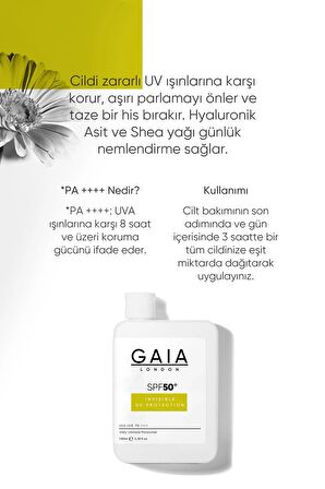 Gaia London Normal Ve Kuru Ciltler Için Yüksek Koruma Ve Günlük Nemlendirici 50spf+ Uva/uvb 100ml Güneş Kremi