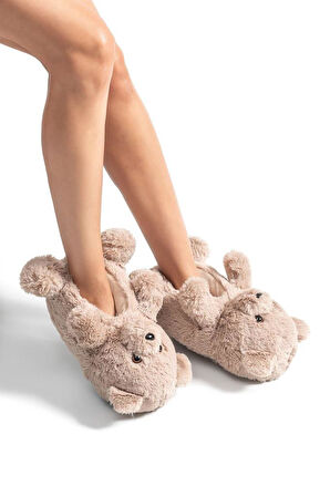Twigy AA0663 TW TEDDY Kadın Hayvanlı Panduf Kahve 36-41 