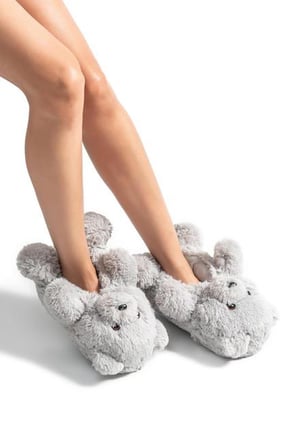 Twigy Teddy Gri Kadın Panduf Terlik AA0664