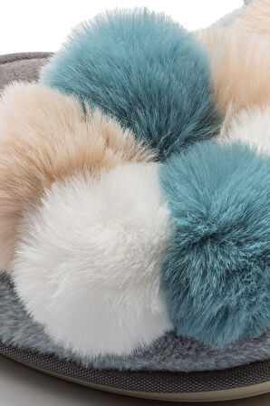 Twigy Tess Mavi Tüylü Ev Terliği 36 41