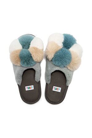 Twigy Tess Mavi Tüylü Ev Terliği 36 41